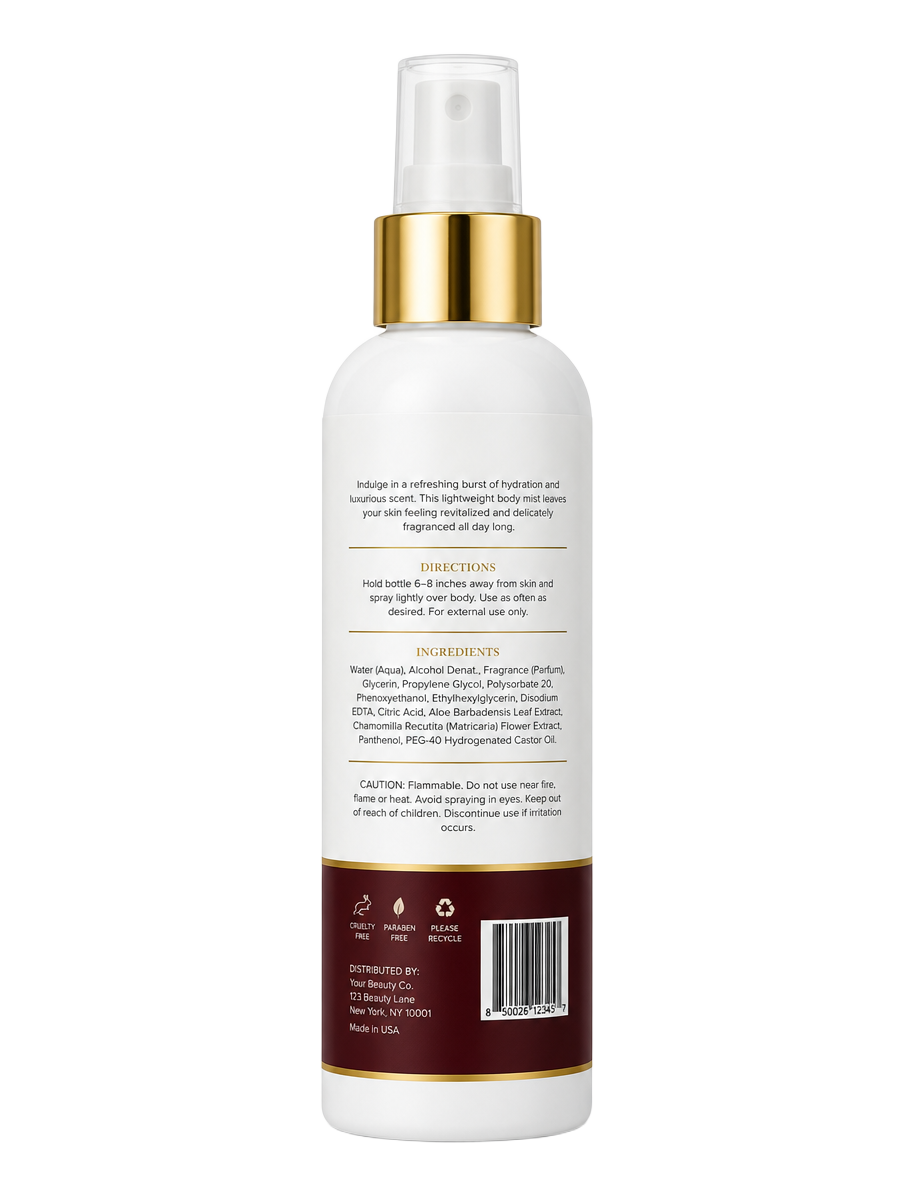 Soliderma spray bottle, back label with directions and ingredients